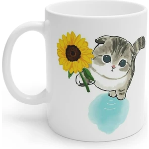 Çiçekli Masum Kedi Flower Cat Kupa Bardak Mug