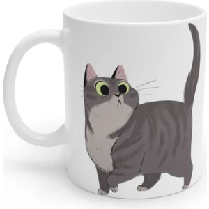 Gri Kedi Grey Cat Kupa Bardak Mug
