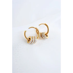 Özel Tasarımlı Çelik Zirkon Taşlı Kadın Kız Çelik Küpe