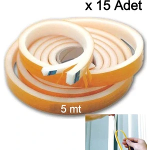 15 Adet Yapışkanlı Pencere Bandı Isı Yalıtım Süngeri (5 Metre x 15)