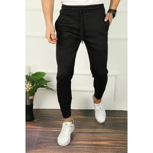 Erkek Siyah Scuba Kumaş Slimfit Jogger Outdoor Eşofman Altı