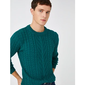 Basic Triko Kazak Saç Örgülü Bisiklet Yaka