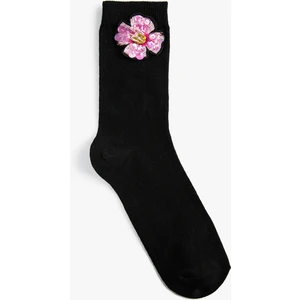 Basic Çiçekli Soket Çorap İşleme Detaylı