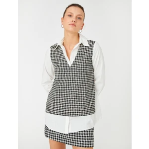 Tüvit Süveter Görünümlü Oversize Gömlek Pamuklu