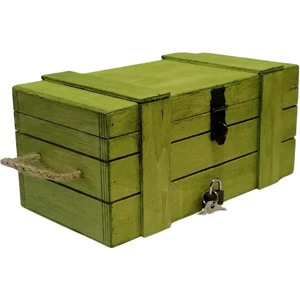 Lime Art Shop Yeşil Ahşap Kilitli Anı Kutusu Hediye Kutusu Saklama Kutusu Çok Amaçlı Kutu