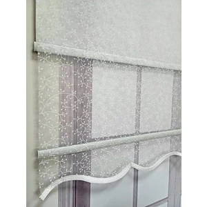Bbb Tomurcuk Desenli Çift Mekanizmalı Tül Stor Perde Ekru MT2012