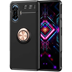 Caseart Xiaomi Redmi K40 Gaming Kılıf Renkli Yüzüklü Manyetik Silikon Kapak Siyah - Rose Gold