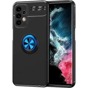 Caseart Samsung Galaxy A13 4g Kılıf Renkli Yüzüklü Manyetik Silikon Kapak Siyah - Mavi