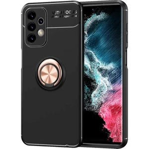 Kzy Samsung Galaxy A13 4g Kılıf Renkli Yüzüklü Manyetik Silikon Kapak Siyah - Rose Gold