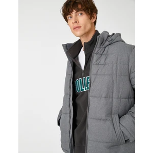 Anorak Puffer Coat Hooded Pocket Detailed
