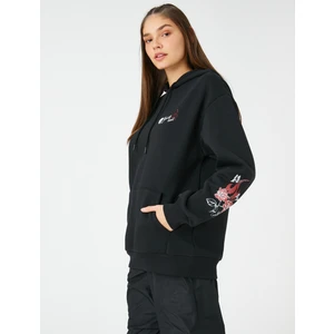 Oversize Sweatshirt Kapüşonlu Kanguru Cepli Baskılı