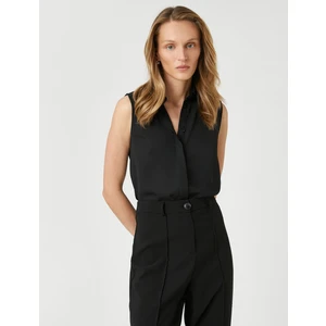 Basic Gömlek Kolsuz Gizli Düğmeli