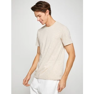 Basic Kırçıllı Tişört Bisiklet Yaka Slim Fit
