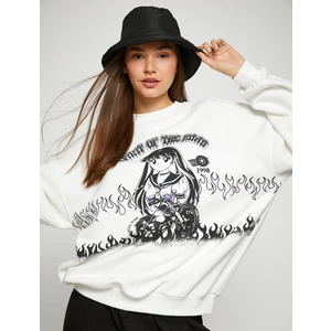 Anime Sweatshirt Oversize Bisiklet Yaka Uzun Kollu