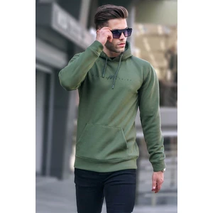 Haki Yeşili Kapüşonlu Basic Sweatshirt 6014