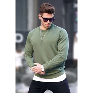 Haki Basic Bisiklet Yaka Erkek Sweatshirt 6047