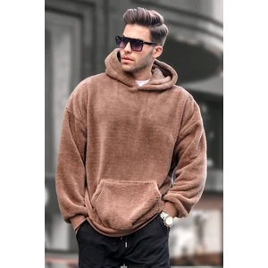 Kahverengi Peluş Kapüşonlu Erkek Sweatshirt 6050