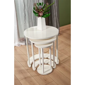 ModaLife Bianco Üçlü Zigon Sehpa Salon Takım - Beyaz