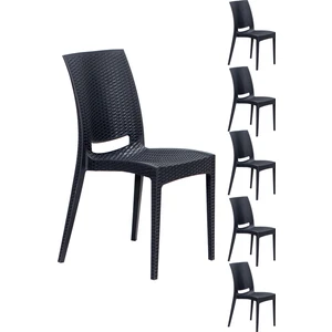 ModaLife 6 Adet Rattan Antrasit Sandalye / Balkon-Bahçe-Teras