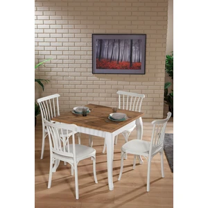 Violet Beyaz / Sirius Sabit Masa - 4 Sandalye 1 Masa / Salon - Mutfak Masa Takımı