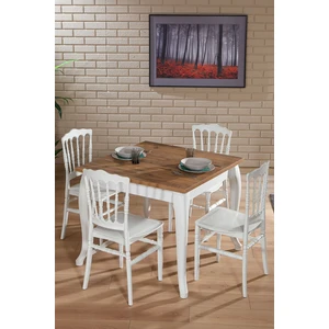 Miray Beyaz / Sirius Sabit Masa - 4 Sandalye 1 Masa / Salon - Mutfak Masa Takımı