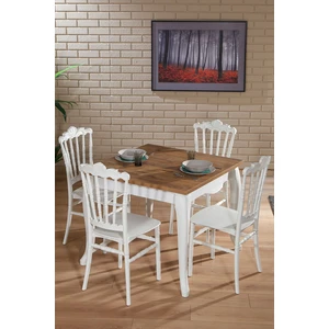 Artemis Beyaz / Sirius Sabit Masa - 4 Sandalye 1 Masa / Salon - Mutfak Masa Takımı