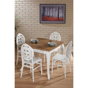 Venüs Beyaz / Sirius Sabit Masa - 4 Sandalye 1 Masa / Salon - Mutfak Masa Takımı