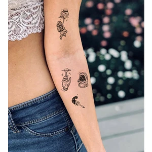 BP Tattoo Astronot ve Gezegen Minimal Unisex Dövmeler