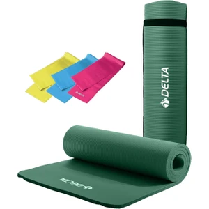 Konfor Zemin 10 mm Taşıma Askılı Pilates Minderi 3'lü Pilates Bandı Egzersiz Direnç Lastiği