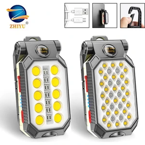LED Cob Şarj Edilebilir Manyetik Çalışma Işığı Taşınabilir El Feneri Su Geçirmez Kamp Işığı Güç Göstergeli Mıknatıs Tasarımı (Yurt Dışından)
