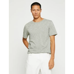 Basic Kırçıllı Tişört Bisiklet Yaka Slim Fit