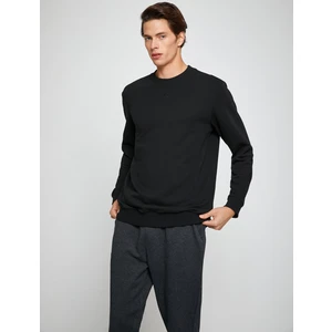 Basic Bisiklet Yaka Sweatshirt Uzun Kollu