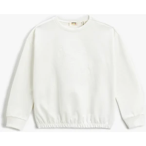 Basic Sweatshirt İşleme Detaylı Bisiklet Yaka Pamuklu