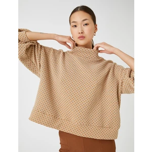 Oversize Tişört Uzun Kollu Yarım Balıkçı Yaka