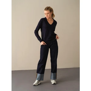 V Yaka %100 Pamuk Regular Fit Basic Kazak