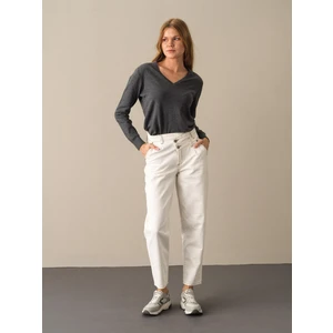 V Yaka %100 Pamuk Regular Fit Basic Kazak