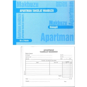 Apartman Tahsilat Makbuzu Otokopili 2/50 1 Adet Apartman Aidat Makbuzu 14X19 cm