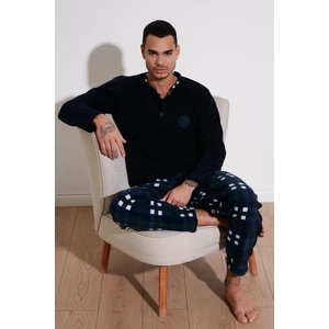 Regular Fit Bisiklet Yaka Kışlık Yumuşak Dokulu Polar Pijama Takımı Erkek Pijama Takımı 6096100