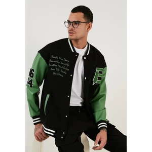 Oversize Kolej Yaka Cepli Bomber Ceket Erkek Ceket 628MNH171