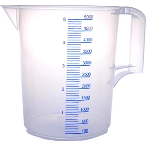Büyük Boy 5 Litre Ölçek Kap Şeffaf Plastikten 100ML Taksimatlı Kırılmaz Sağlıklı Plastik Ölçek Kabı