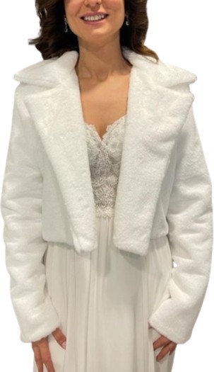 New in Style Newin Style Beyaz Ceket Kesim Abiye Gelinlik Etol Kürk Etol Gelin Bolero M4 görsel 3