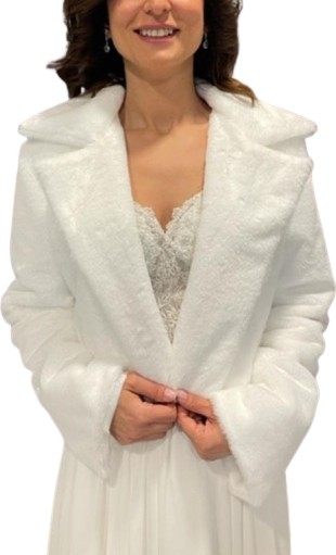 New in Style Newin Style Beyaz Ceket Kesim Abiye Gelinlik Etol Kürk Etol Gelin Bolero M4