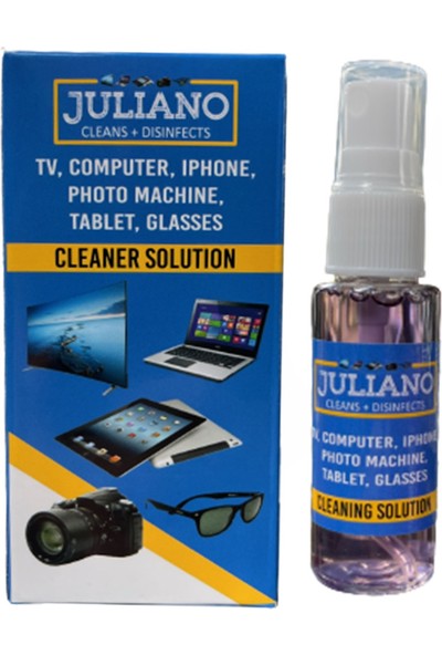 Juliano 1 Adet - Gözlük, Telefon, Ekran, Laptop, Tablet, Televizyon, Temizlik Seti – 30 ml Temizleyici
