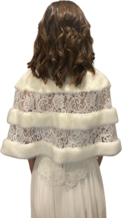 New in Style Newin Style Dantel Detaylara Sahip Abiye Gelinlik Broşlu Gelin Şal Etol Kürk Bolero görsel 2