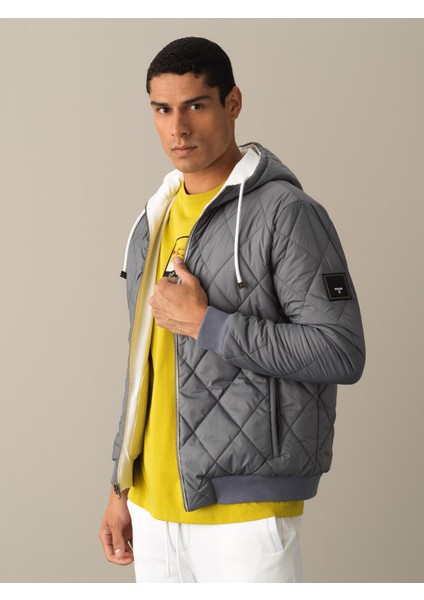 Erkek Gri Çift Taraflı Regular Fit Mont