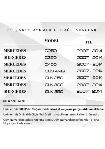 Mercedes Glk Class, C Class W204 Için Kapı Iç Açma Kolu Sağ Mat Krom Kaplama
