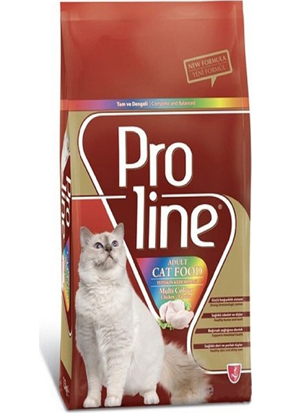 Pro Line 1.5 kg x 2 Adet Tavuklu Renkli Tanecikli Yetişkin Kedi Maması 3 kg