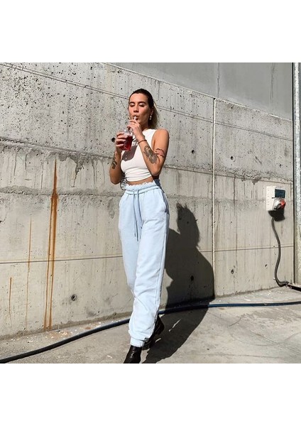 Yüksek Bel Bel Detay Eşofman Altı