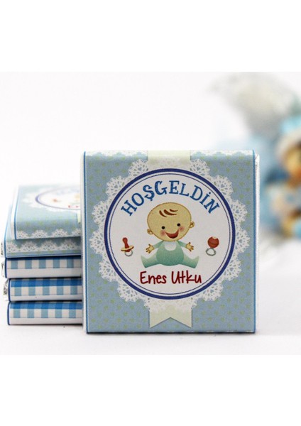 Hoşgeldin Bebek Çikolatası Isim Yazılabilen Hediye Çikolata Ebk2 48 Adet