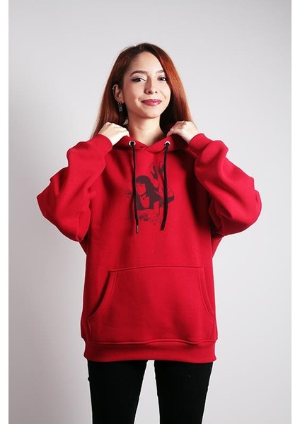 Oversize Hoodie Mia Wallace Printed Red